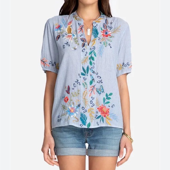 Johnny Was Indraa Puff Sleeve Effortless Blouse Size Medium - Picture 4 of 12